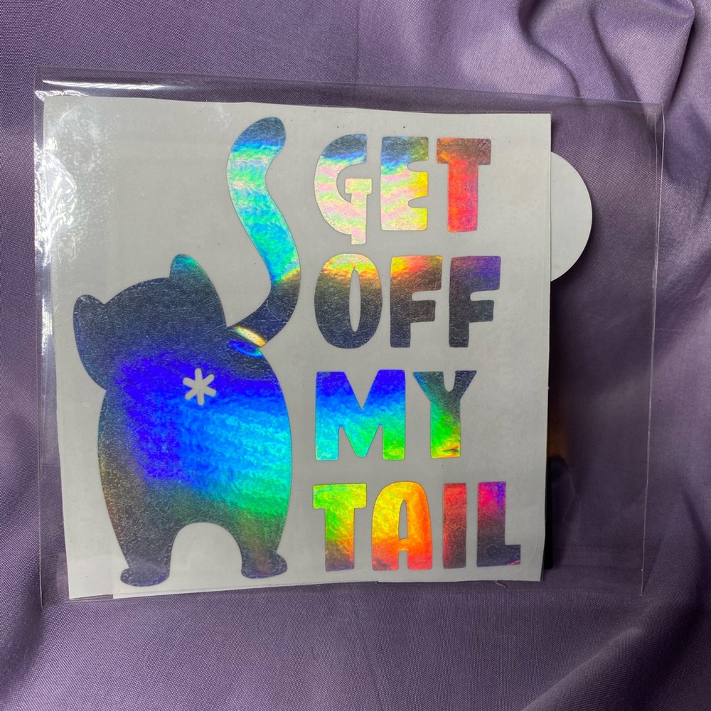 Silver Tablet Cover with Holographic Cat Design